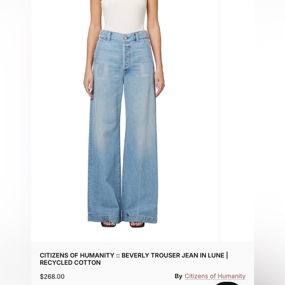 Evereve Citizens of Humanity Beverly Jeans Size 30 Wide Leg Denim High Rise NWT - Picture 2 of 14